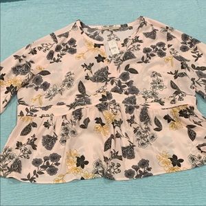 LOFT PLUS LIGHT PINK WITH GRAY AND GOLD FLOWERS